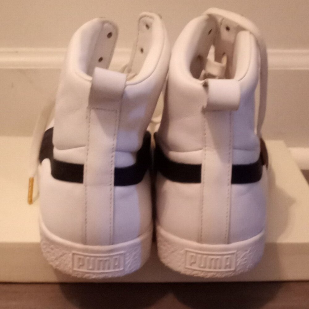 Pre-Owned Men’s White Puma Clyde High Top Sneakers (Sz 12) - Picture 3 of 4